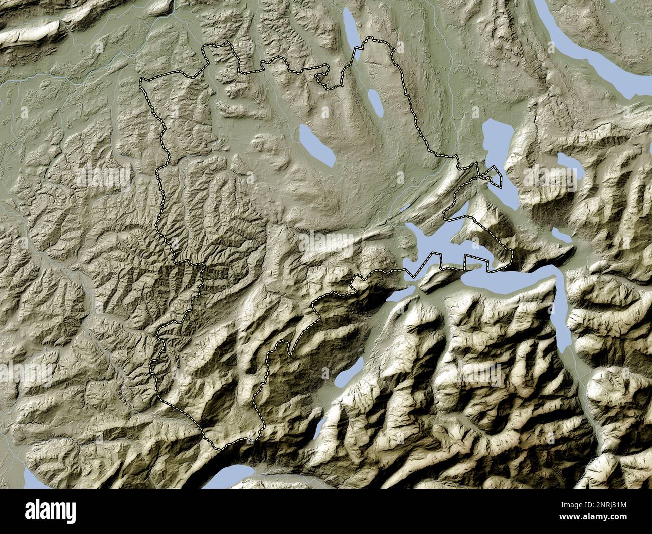 Luzern, canton of Switzerland. Elevation map colored in wiki style with lakes and rivers Stock Photo