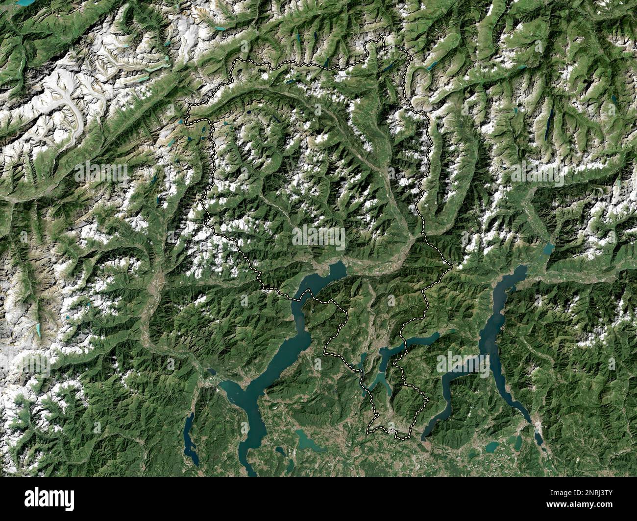 Ticino, canton of Switzerland. Low resolution satellite map Stock Photo