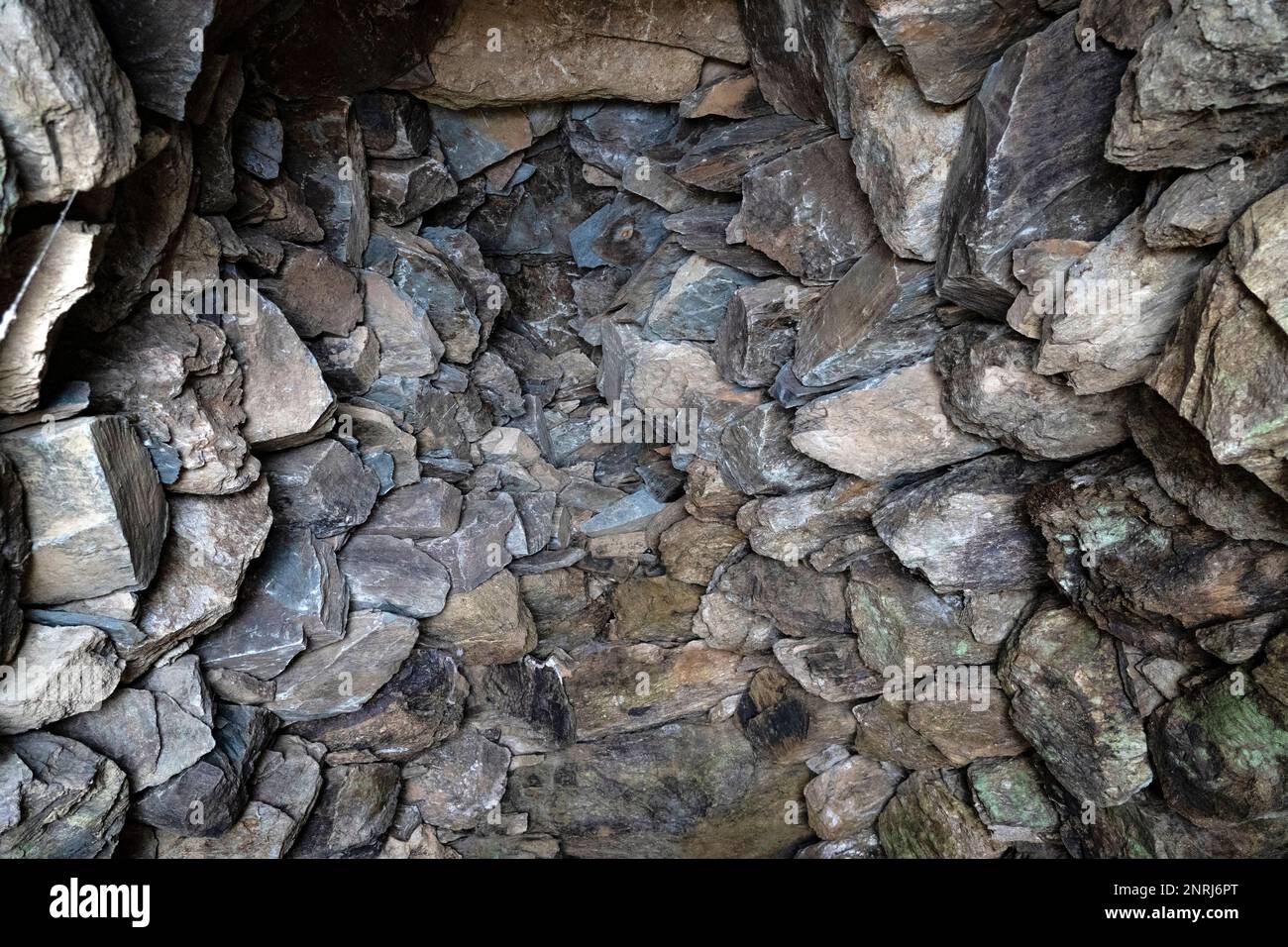 Clot del Baladre, cortals de pierre, corballed stone animal shelter, near Taurinya, Prades, Pyrenees Orientales, France. Stock Photo