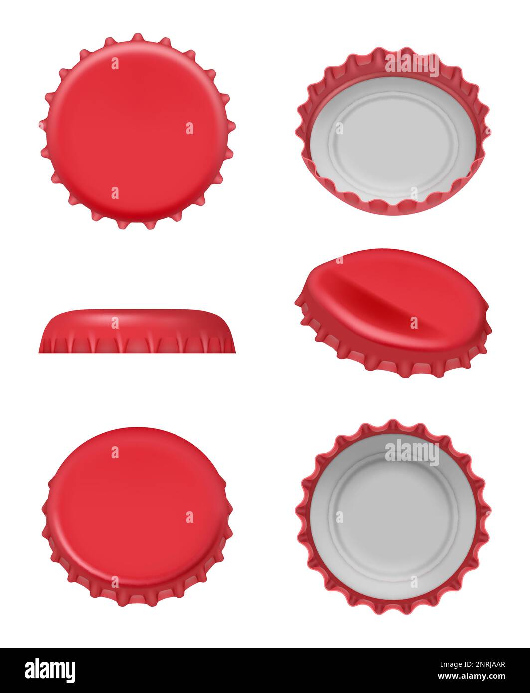 Beer caps set. Alcoholic drink bottles caps collection decent vector