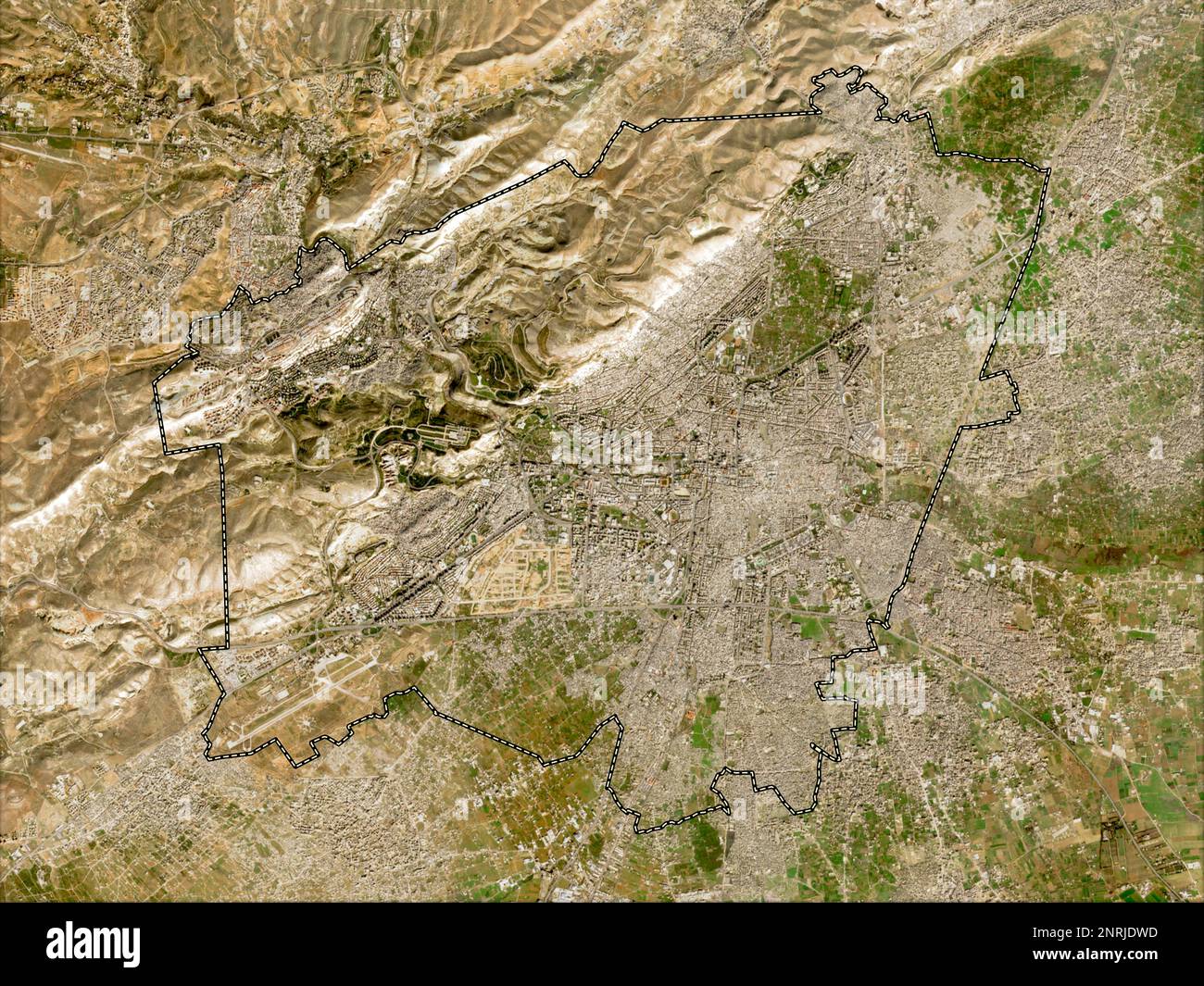Damascus, province of Syria. Low resolution satellite map Stock Photo
