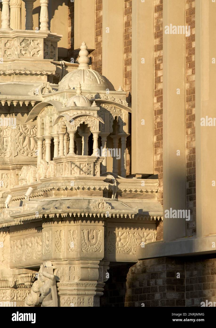 Detail. Shree Swaminarayan Mandir, Oldham, United Kingdom. Architect: LTS Architects   , 2022. Stock Photo