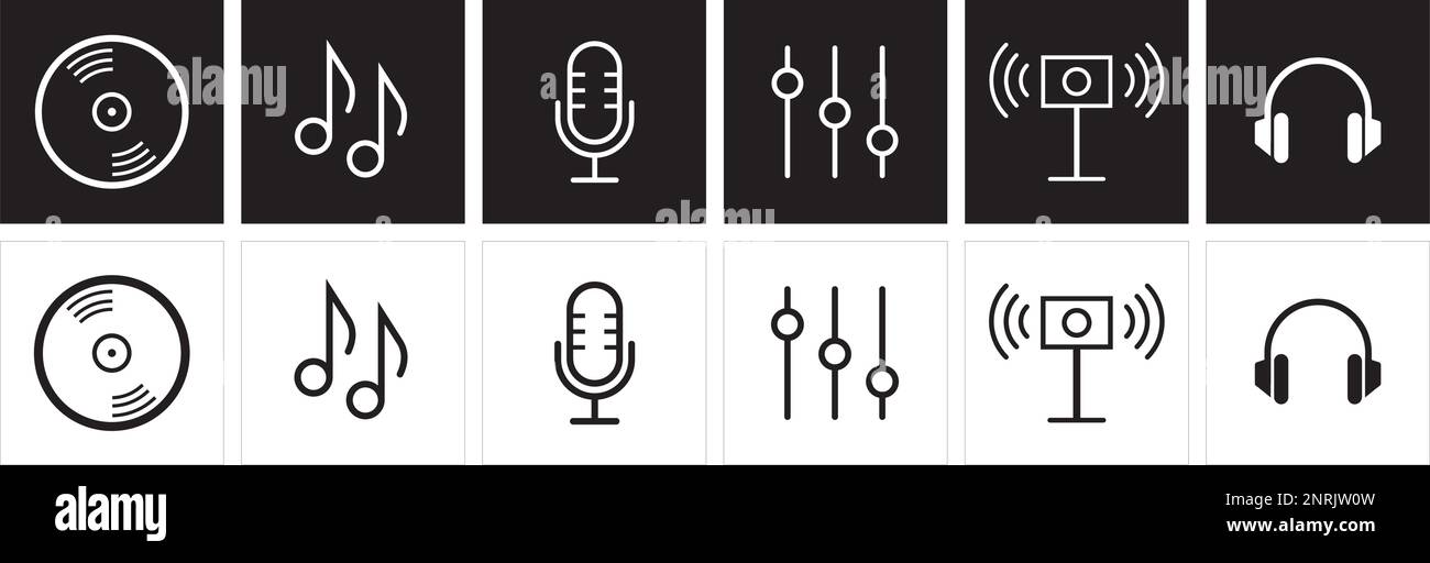 An illustration set of music app icon vector. Album playlist chart