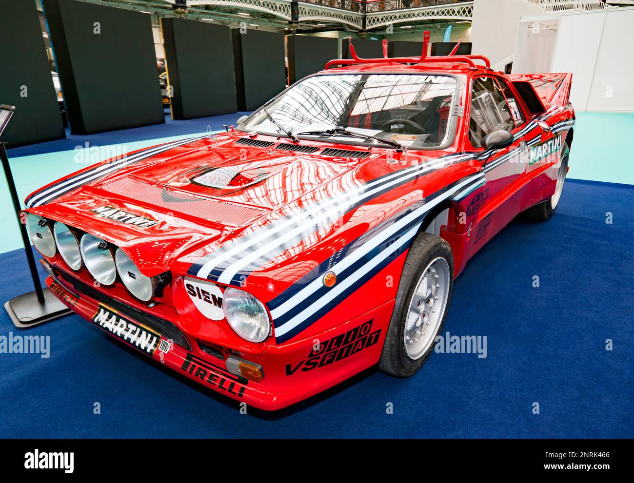 Three-quarters Front View of a 1982-83, Lancia 037 Evo 2, on display at the 2023 London Classic Car Show Stock Photo