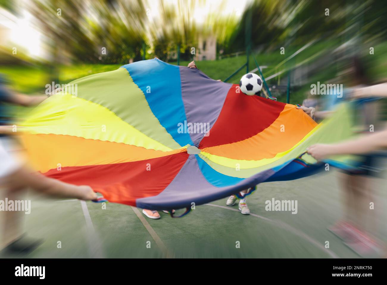 Kids Rainbow Umbrella Parachute Toy, Outdoor Cooperative Games For