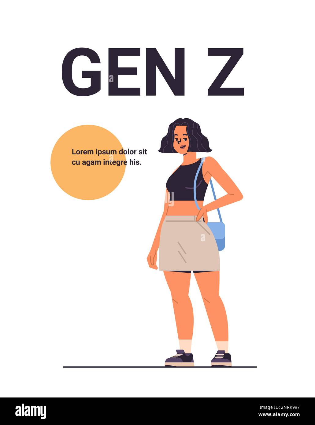 young girl in casual trendy clothes generation Z lifestyle concept new