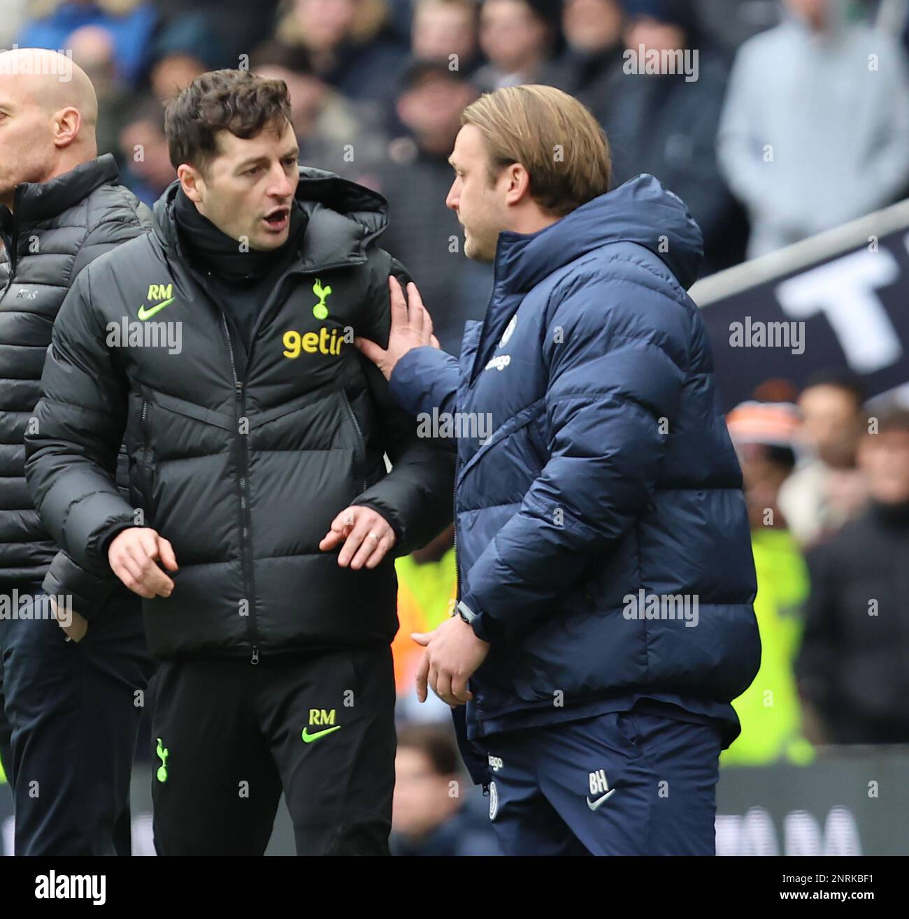 L-R First-team coach Ryan Mason having words with First Team coach ...