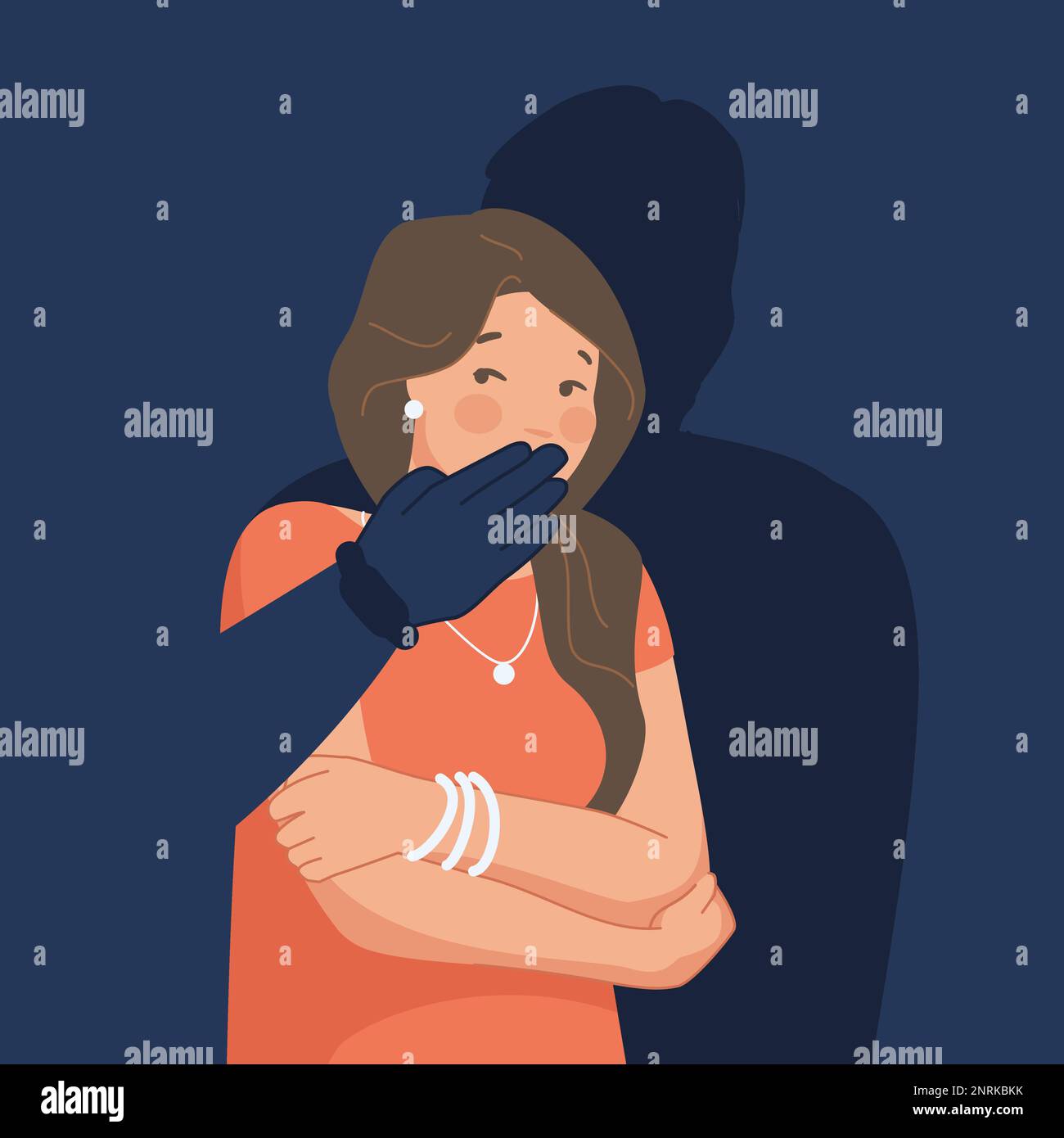Silenced woman. Women violence gender abusing concept, censored girl or criminal kidnapping victim, female against silence and domestic abuse, quiet expressions vector illustration of silence woman Stock Vector