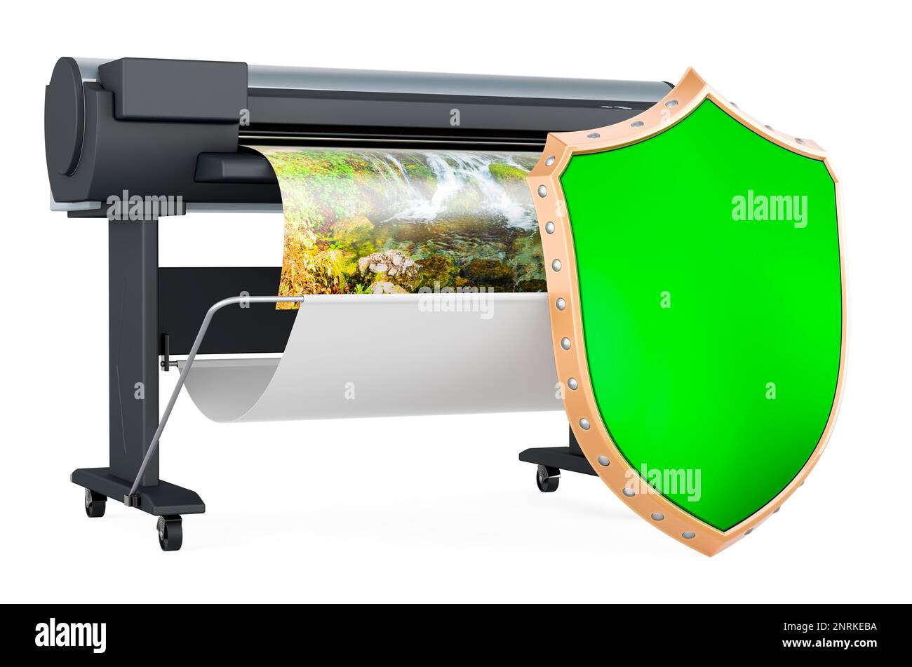Plotter, large format inkjet printer with shield, 3D rendering isolated