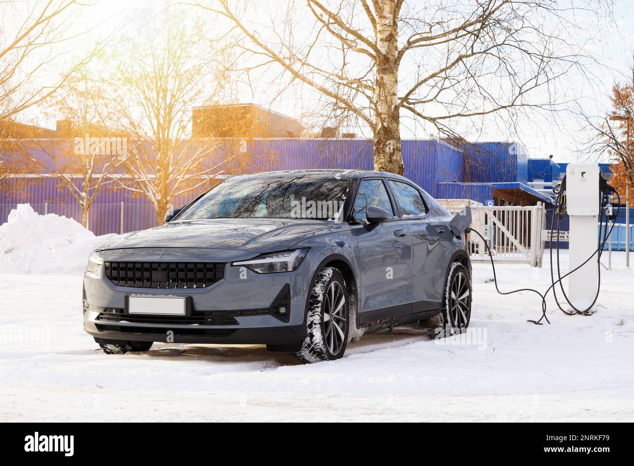 Polestar 2 electric car charging battery. The Polestar 2 (2020-) is a battery electric 5-door liftback produced by Volvo under its Polestar sub-brand. Stock Photo