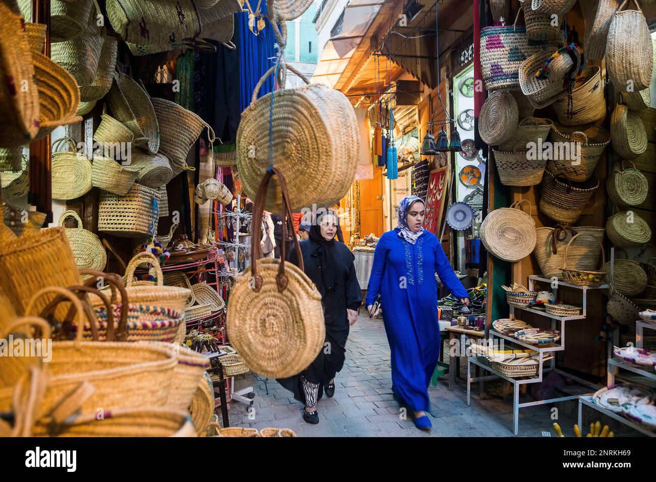 Basketry shop, medina, Fez. Morocco Stock Photo