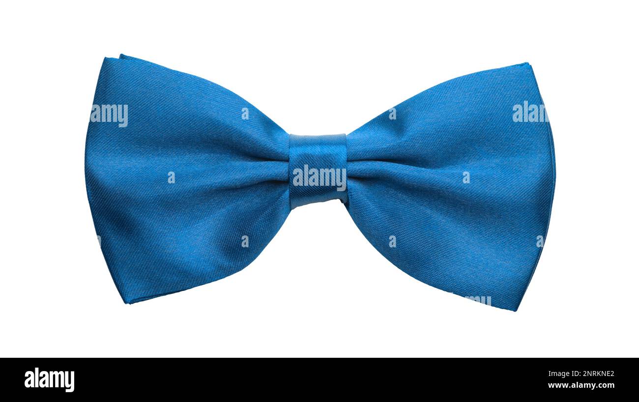 Blue satin bow tie, formal dress code necktie accessory Stock Photo Alamy