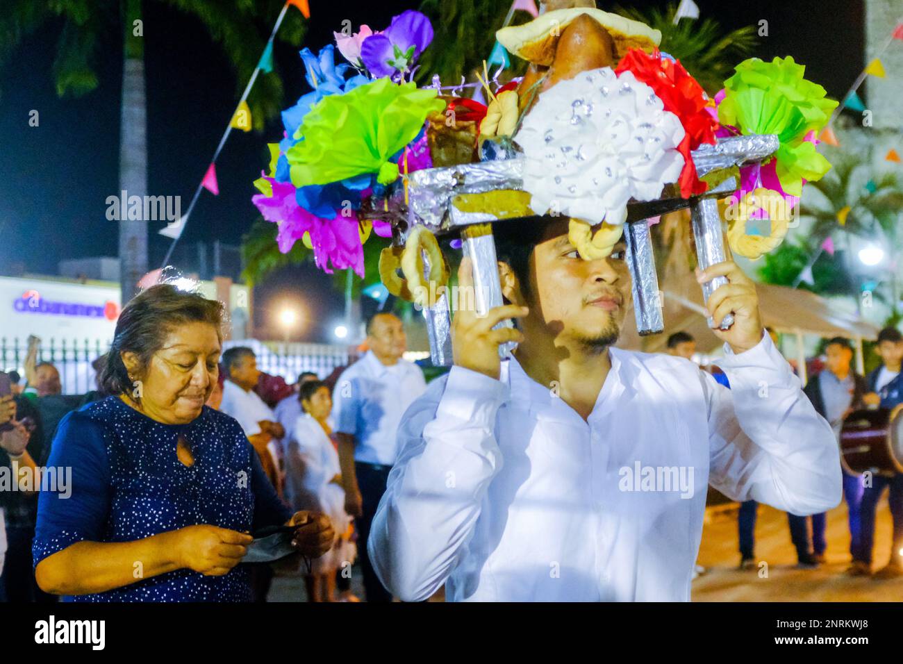 The Dance of the Pig's Head during the Three Kings Day celebrations at the Tizimin Fair, Yucatan, Mexico Stock Photo