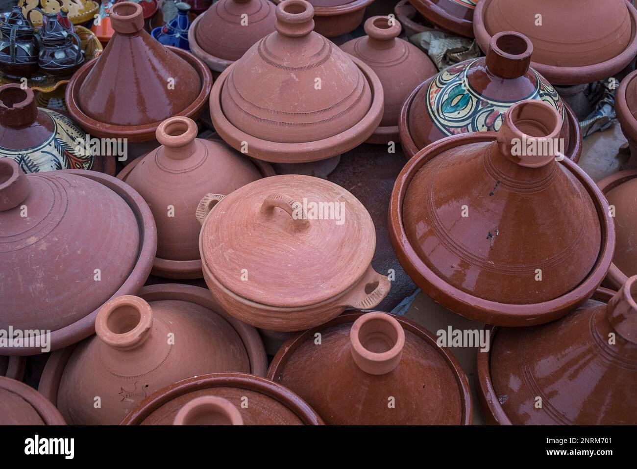 Tajine pottery for sale, souvenir shop, El Hedim Square, Meknes