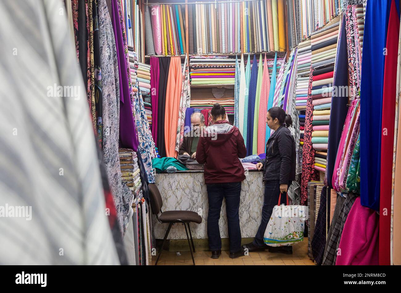 souk of the fabrics, Souika street, medina, Rabat. Morocco Stock Photo