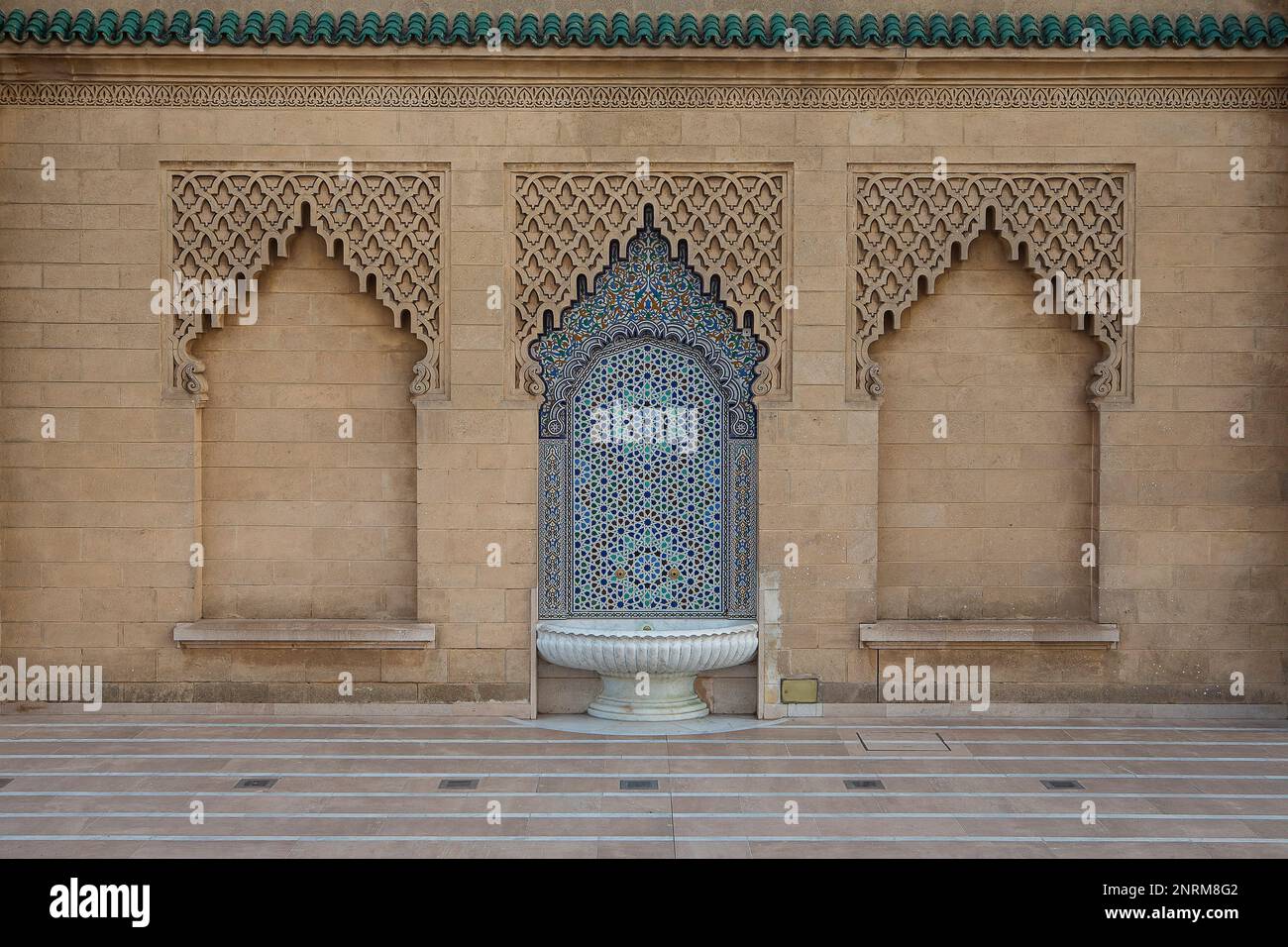 Facade of a mosque, is part of Mausoleum of Mohammed V, Rabat, Morocco