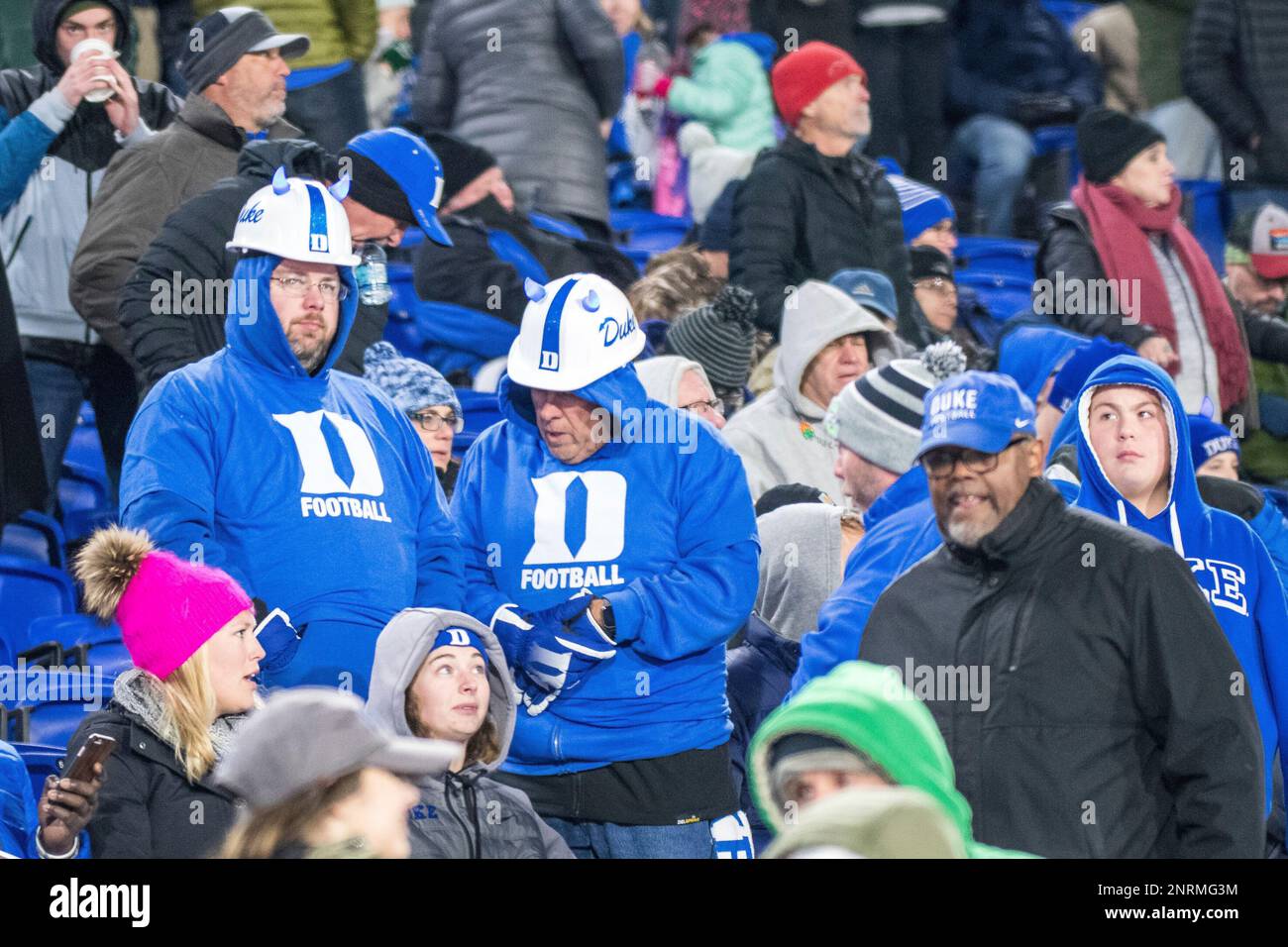 DURHAM, NC NOVEMBER 09 Duke Blue Devils fans sport hard hats during