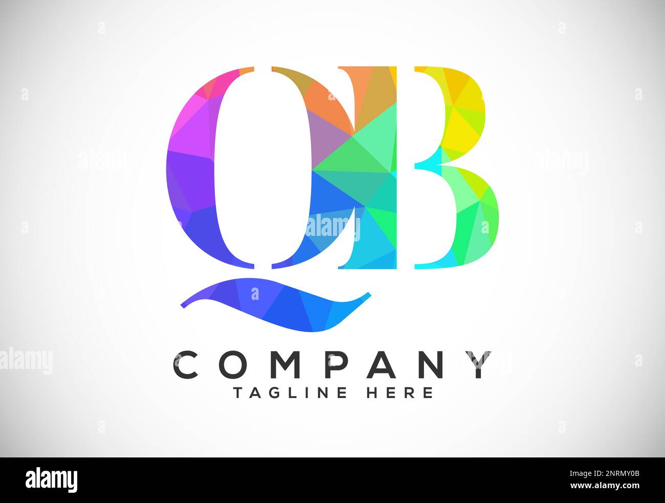 Polygonal low poly letter Q B Logo Design Vector Template. QB Letter ...