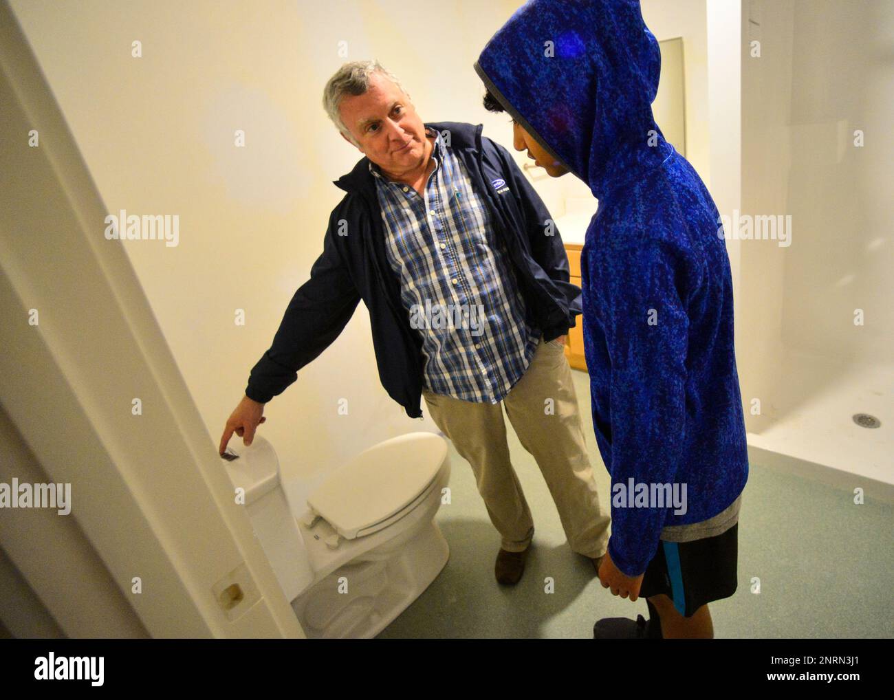 In this Tuesday, Oct. 29, 2019 photo, People gather at Snow Block to