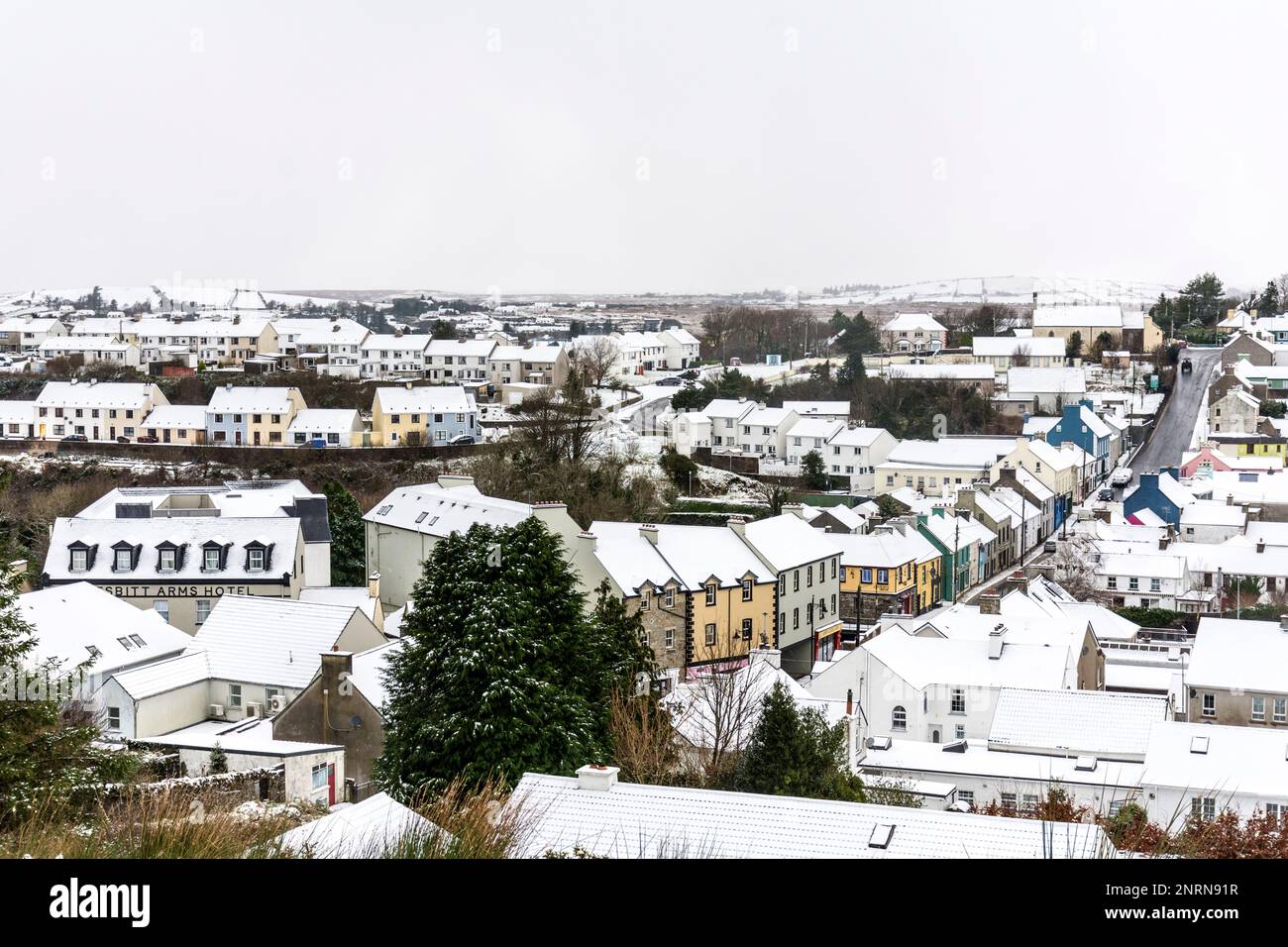 Ardara, County Donegal, Ireland. In winter snow. Stock Photo