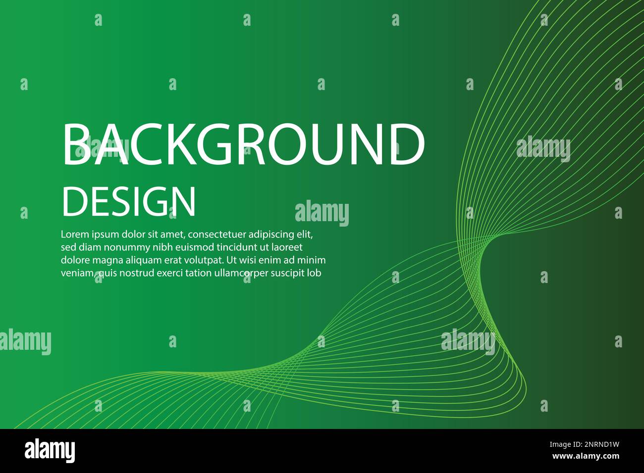 Abstract dark green minimal vector background. Long banner business template with dynamic wavy line Stock Vector