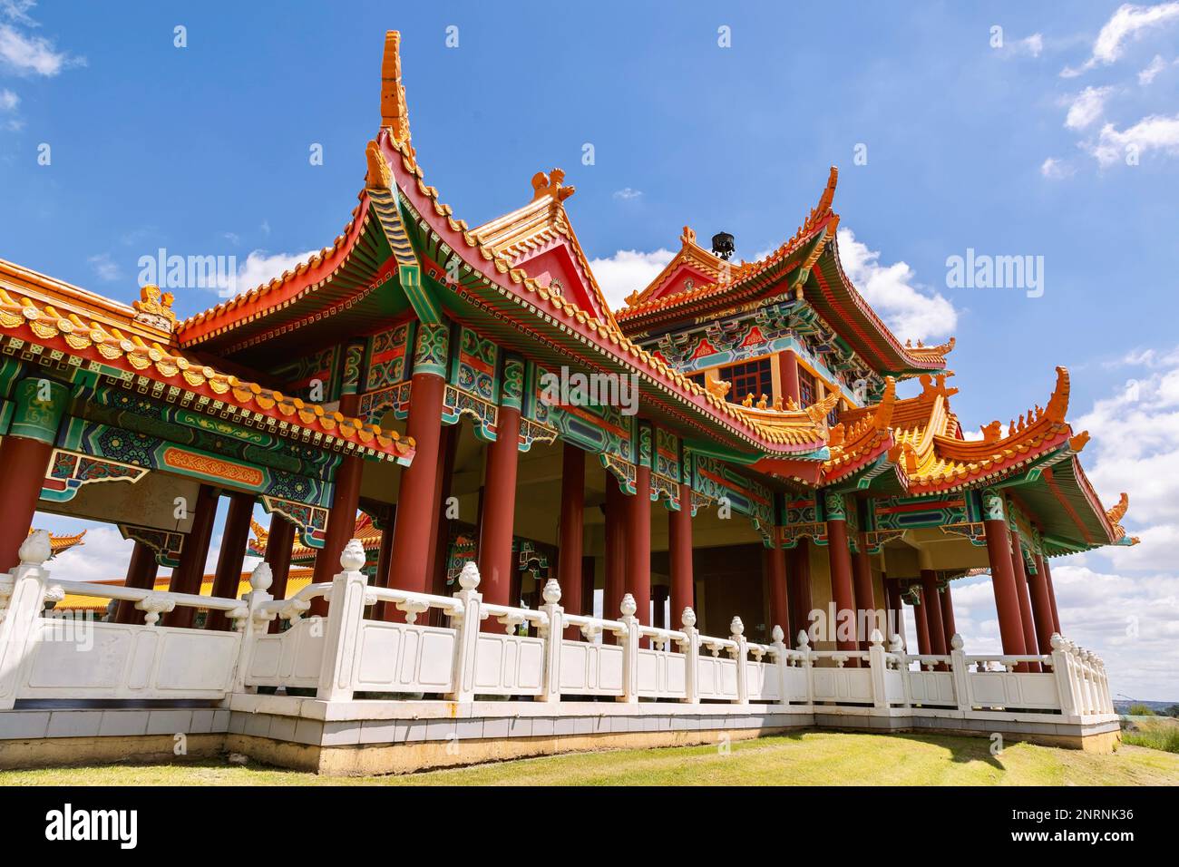 Bronkhorstspruit, South Africa, 26th February - 2023: Side view of Africa's largest Buddhist temple. Stock Photo