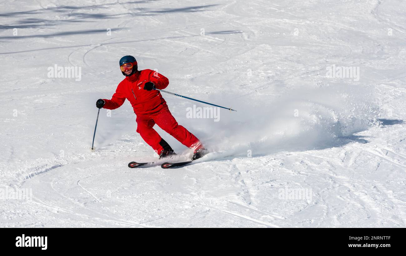 Skiing at Gaustablikk (Tinn, Telemark and Vestfold), Norway. Stock Photo