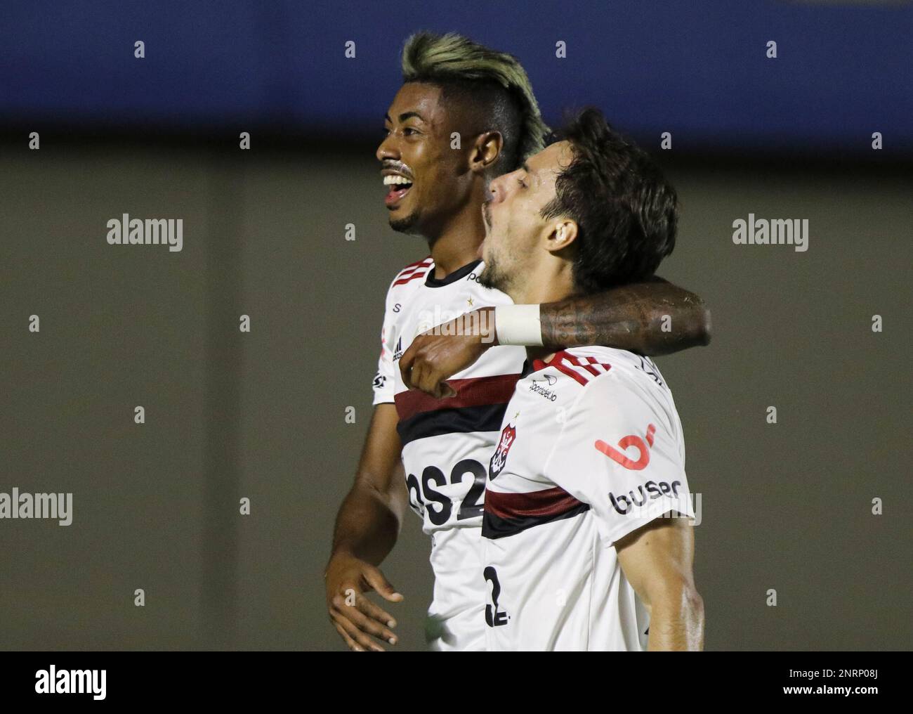 GO - Goiania - 10312019 - Brasileiro A 2019, Goi sx Flamengo - Rodrigo  Caio Flamengo player celebrates his goal with Bruno Henrique player during  a match against Goias in the Serra