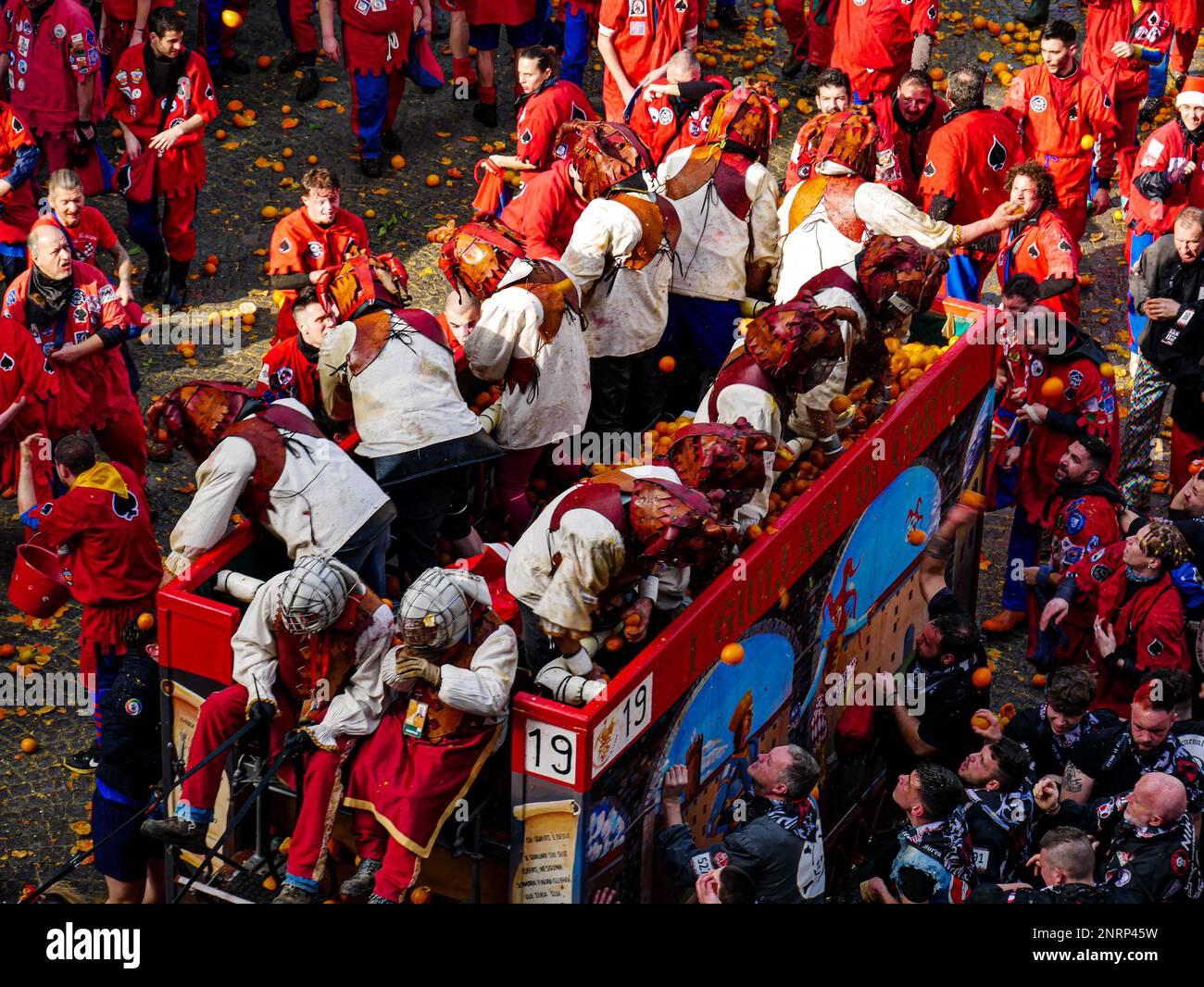 The historical carnival of ivrea 2023 Stock Photo