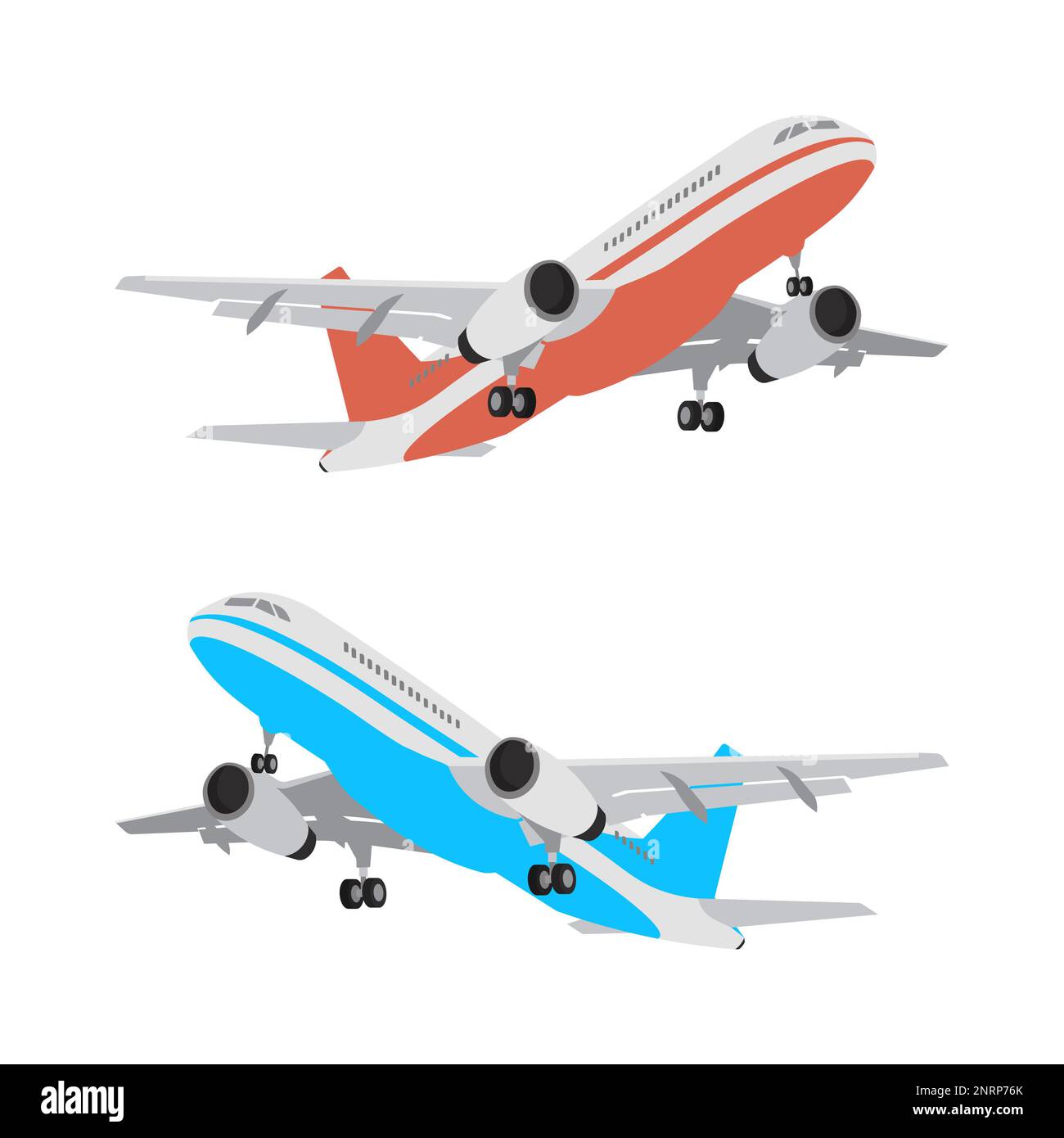 Passenger plane in flight on a blue background. Vector illustration of ...