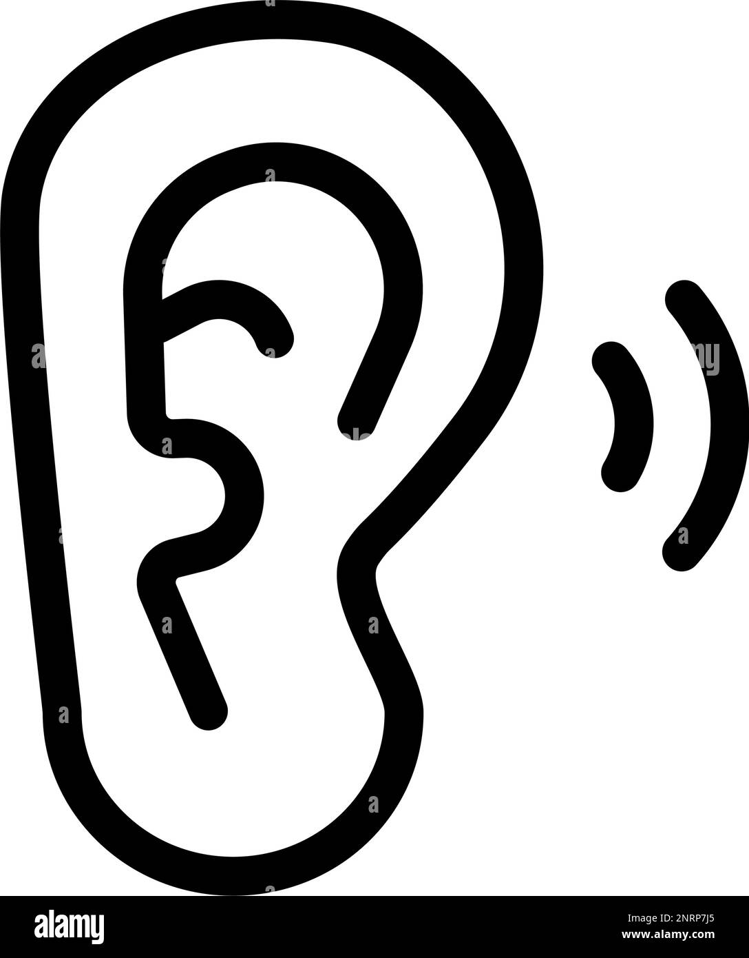 Ear icon listening to sound. Editable vector. Stock Vector