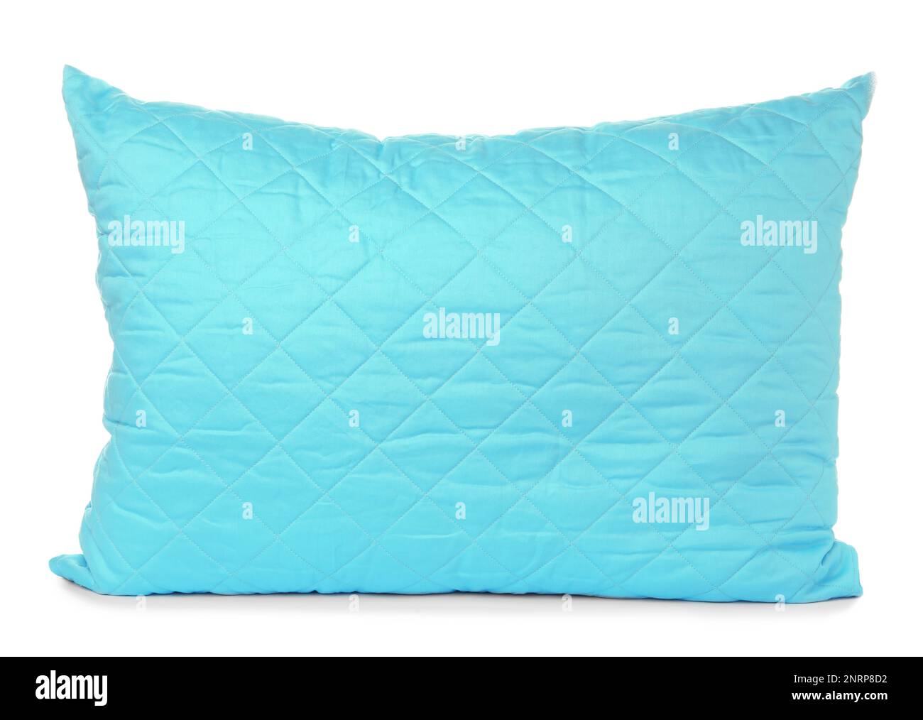 Soft light blue pillow isolated on white Stock Photo
