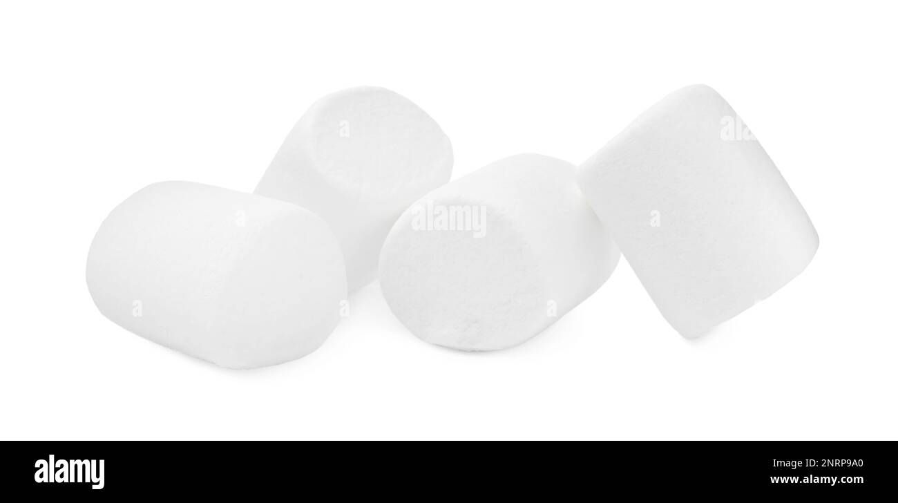 Pile of delicious puffy marshmallows on white background Stock Photo ...