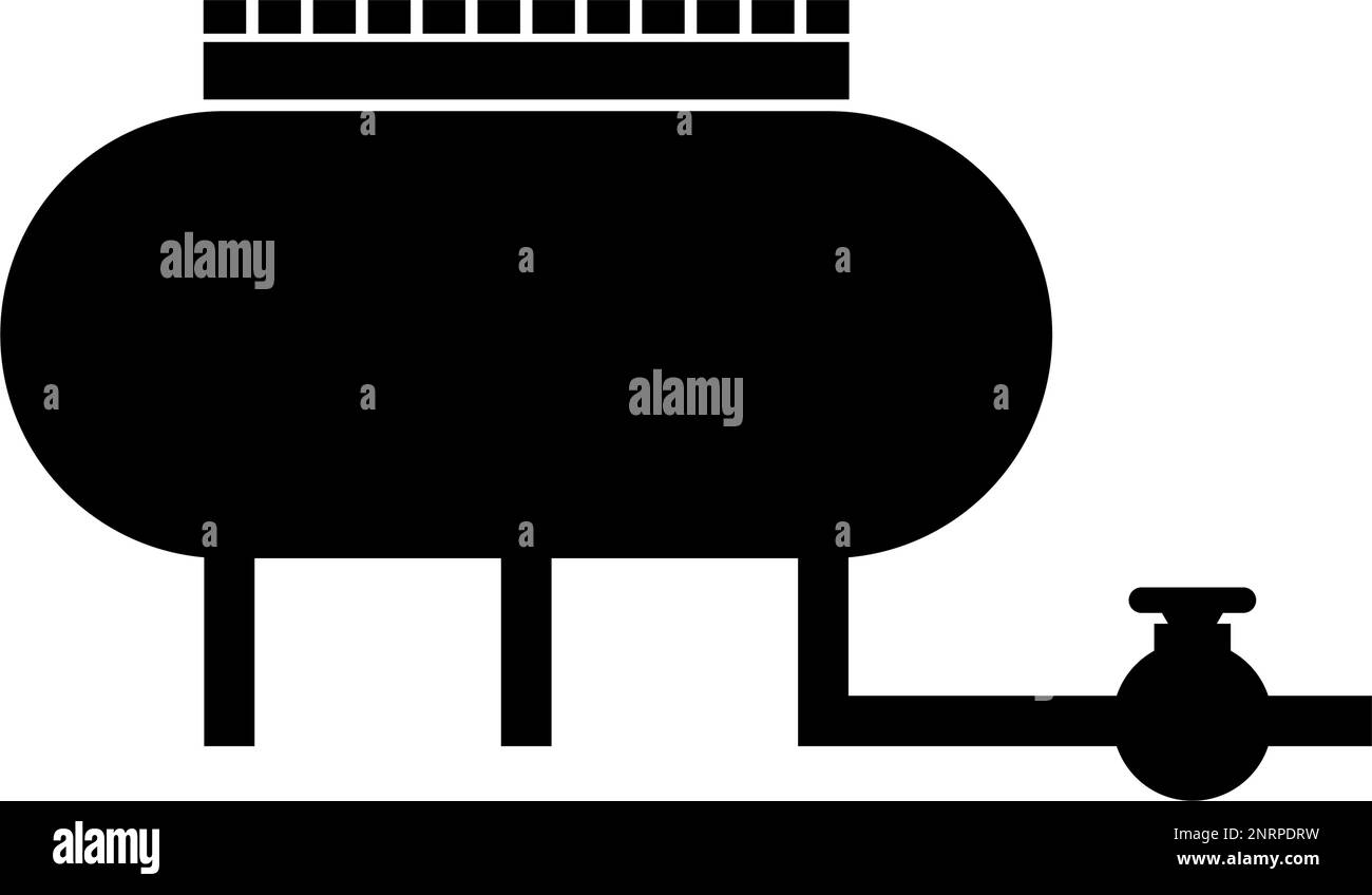 Propane gas tank and pipeline silhouette icon. Editable vector Stock