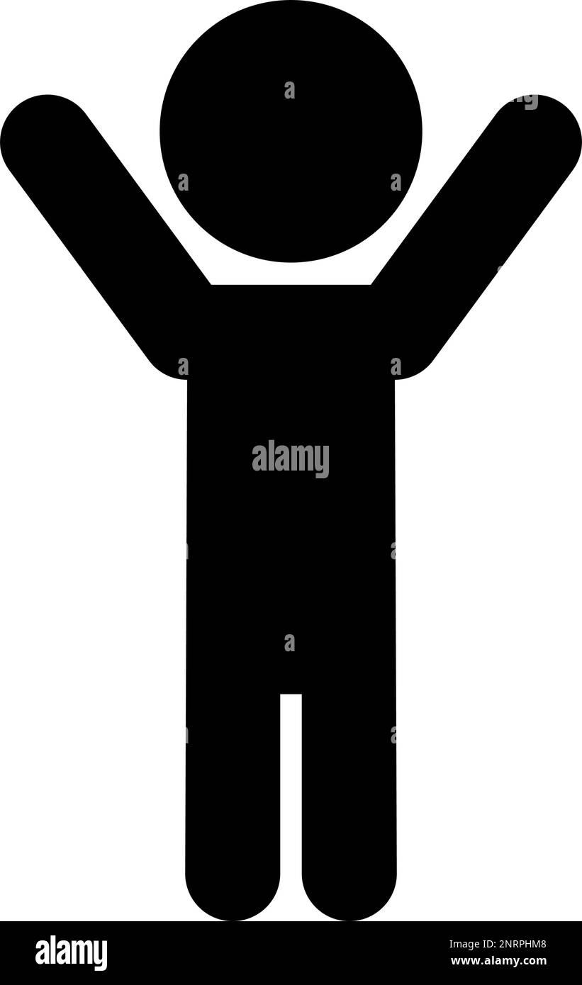 Hooray person silhouette icon. Banzai. Editable vector Stock Vector