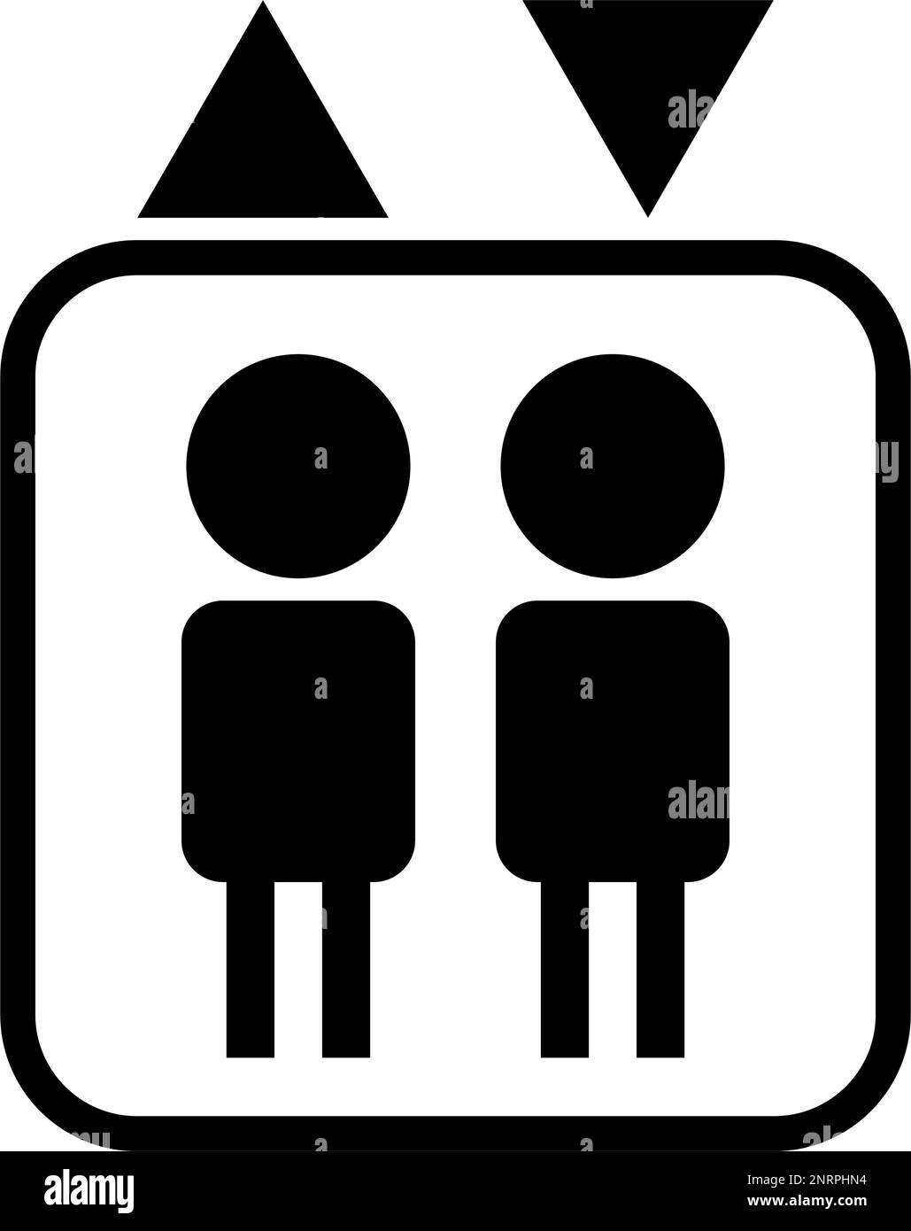 Elevator icon and two passenger icons. Editable vector. Stock Vector