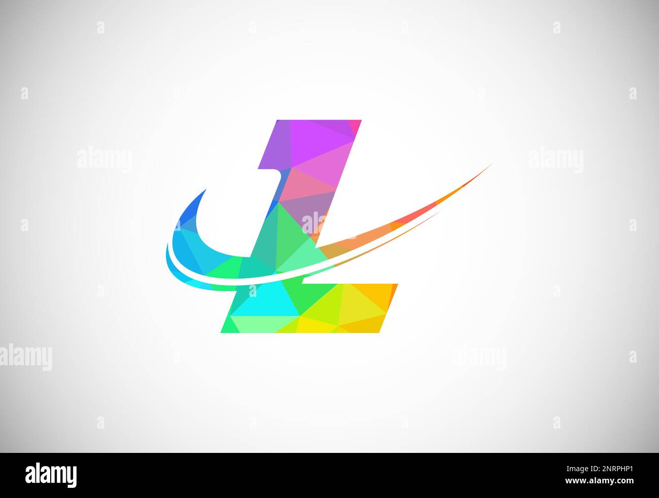 Polygonal low poly letter L with a swoosh logo. Modern vector logotype ...