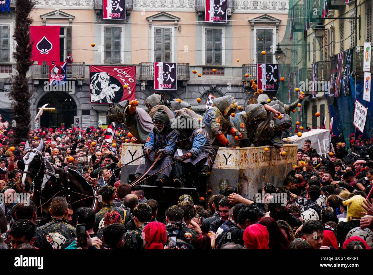 The historical carnival of ivrea 2023 Stock Photo