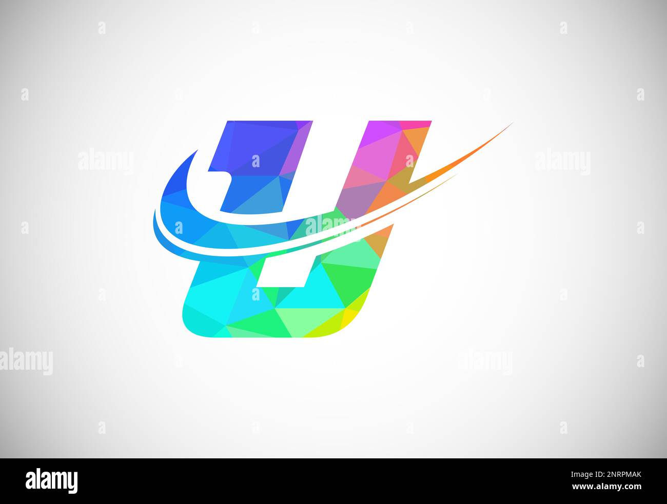 Polygonal low poly letter U with a swoosh logo. Modern vector logotype ...
