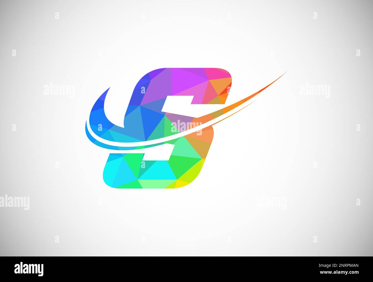 Polygonal low poly letter S with a swoosh logo. Modern vector logotype ...