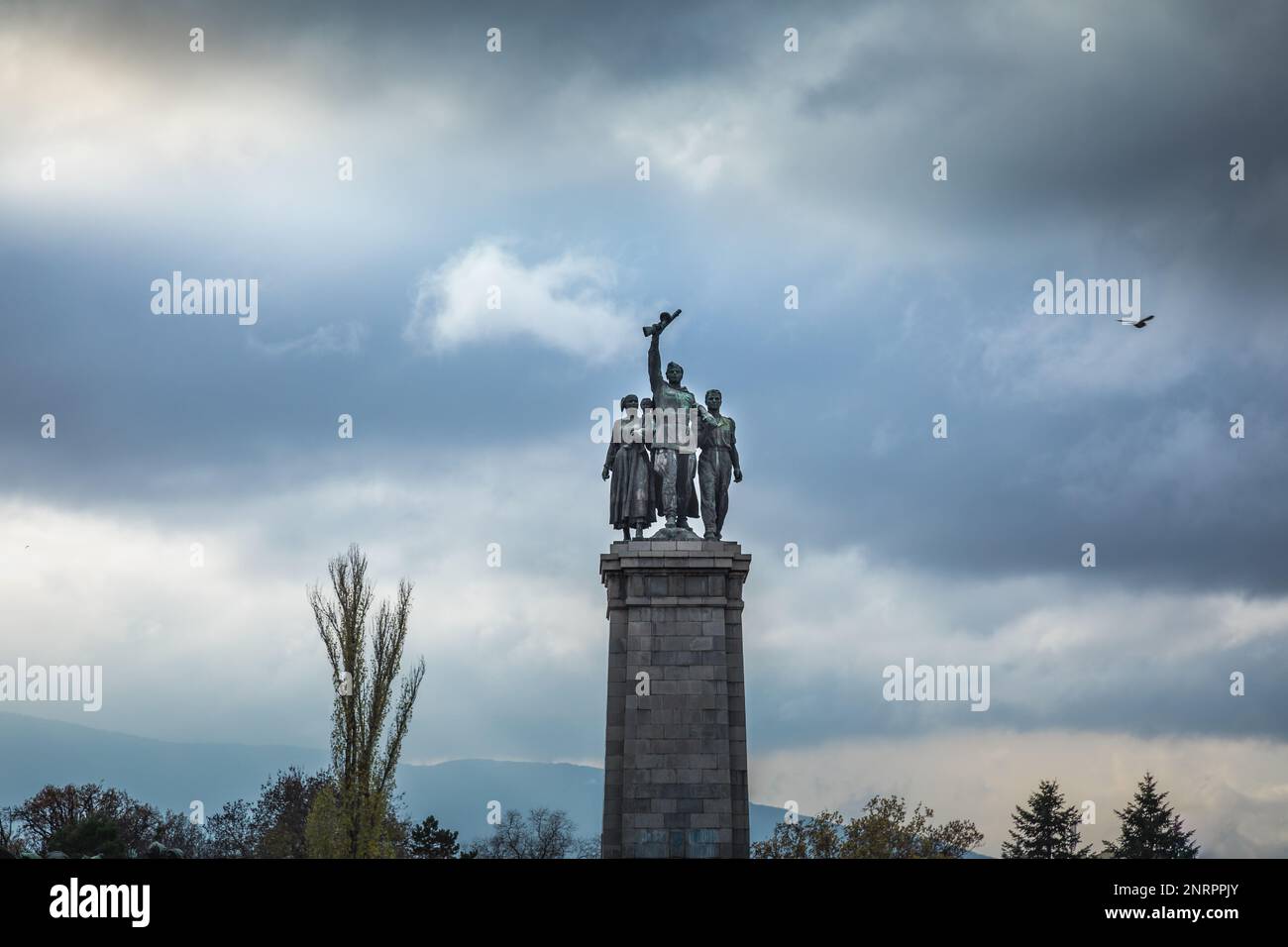 Soviet army monument for WWII in Sofia at autumn evening, Bulgaria ...
