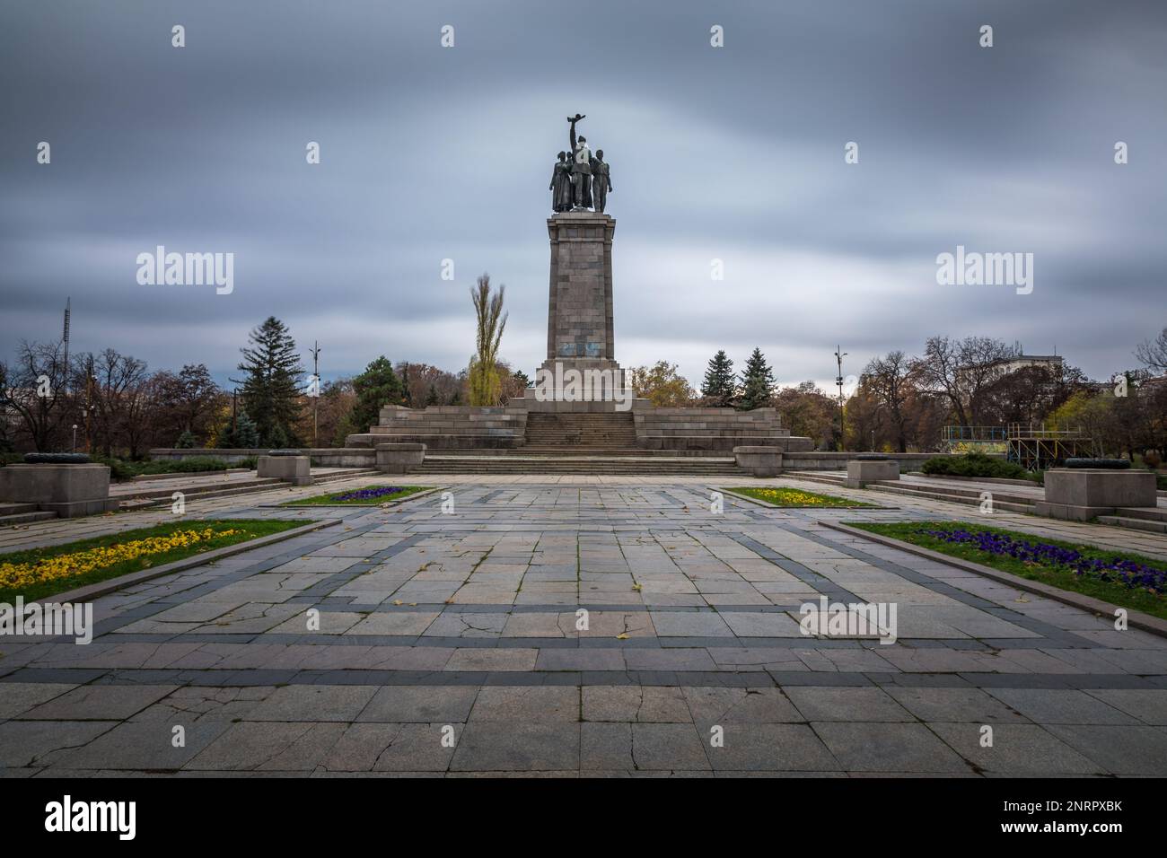 Soviet army monument for WWII in Sofia at autumn evening, Bulgaria ...