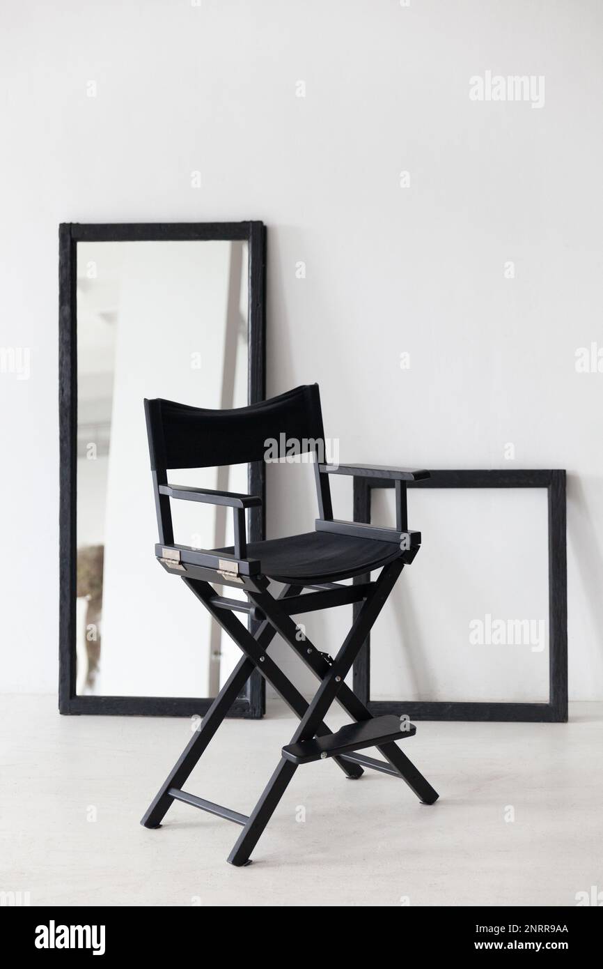 Cinema Industry Concept. Light modern interior with black director's