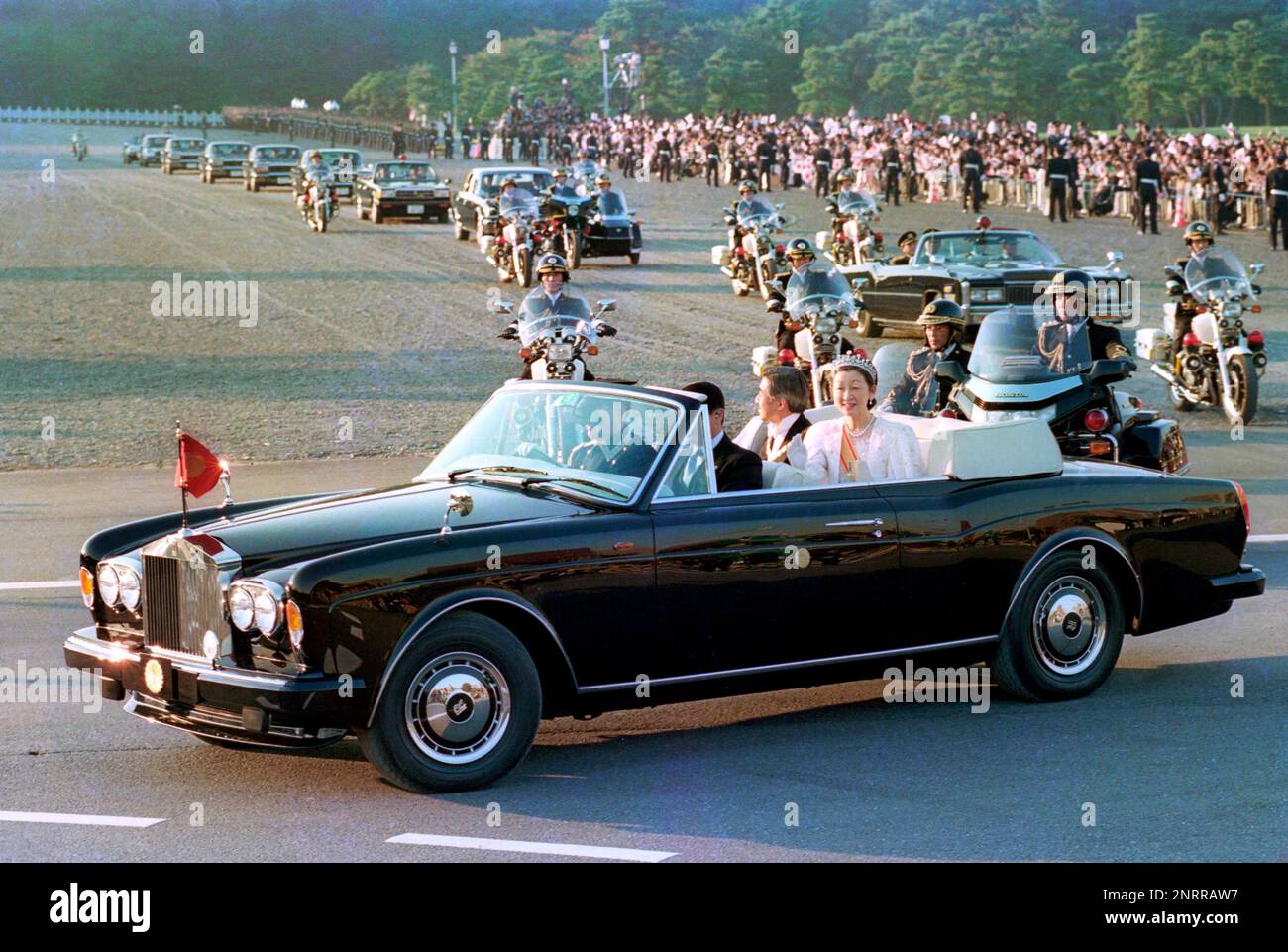 In this Nov. 12, 1990, photo, then Emperor Akihito and then Empress