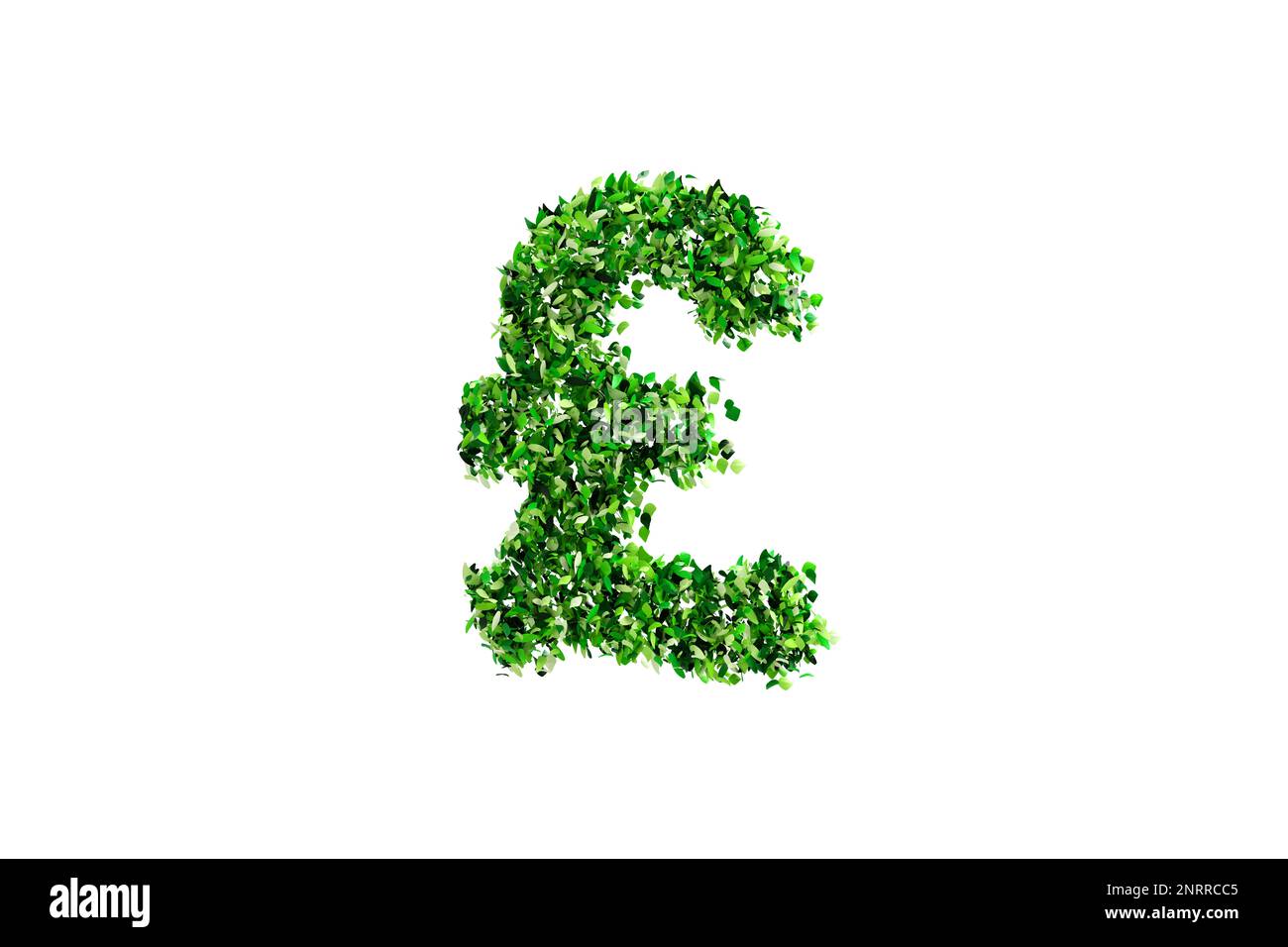British pound sign made of leaves isolated on white background Stock Photo