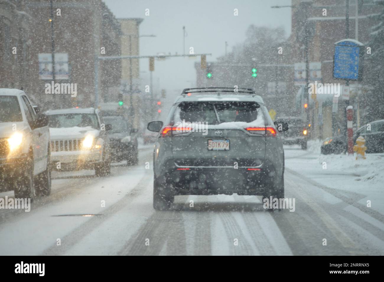 Leominster, Massachusetts, USA. 26th Feb, 2023. Snowy Winter Weather