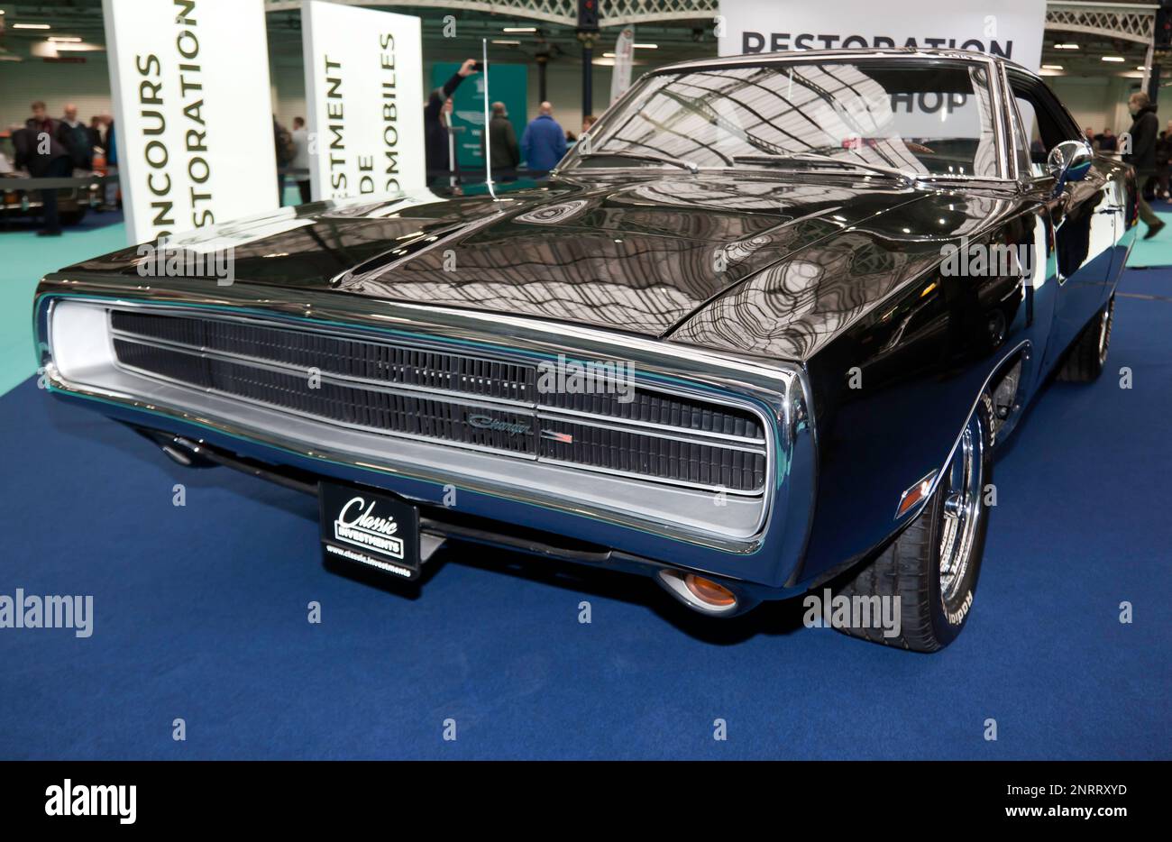 A stunning 1970, Dodge Charger, on the Classic Investments Stand, at the 2023 London Classic Car Show Stock Photo