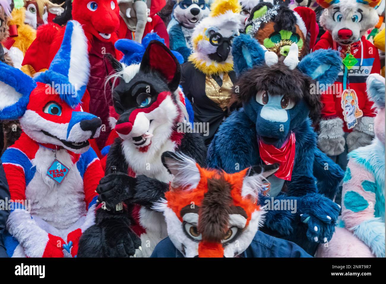 England, London, The City, Members of The London Furs Community Posing for Group Photo Stock Photo