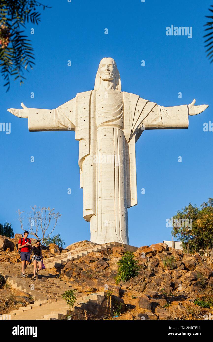 Torists, Largest statue of Jesus Christ in the world, the Cristo de la Concordia in Cochabamba