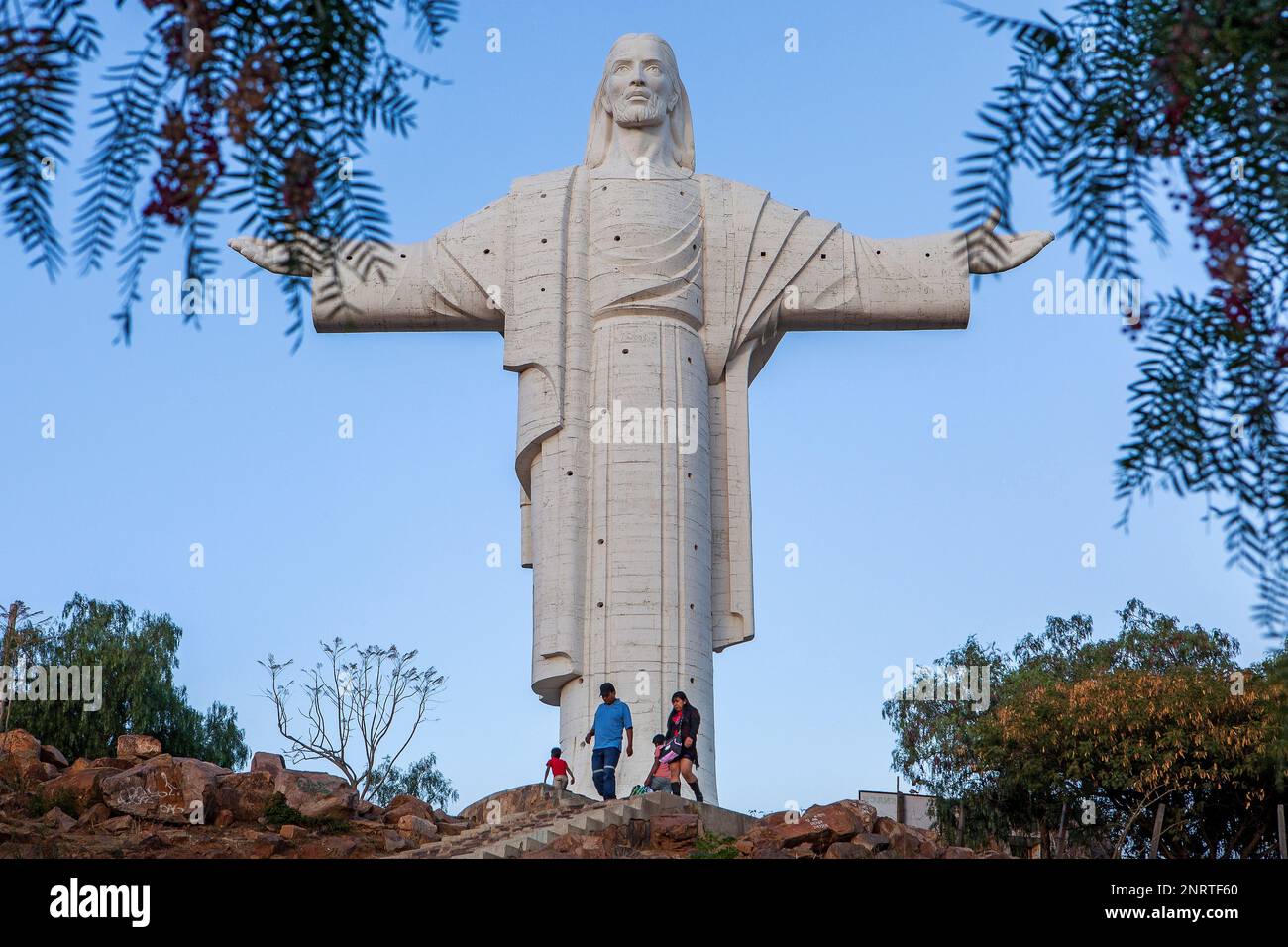 Torists, Largest statue of Jesus Christ in the world, the Cristo de la Concordia in Cochabamba